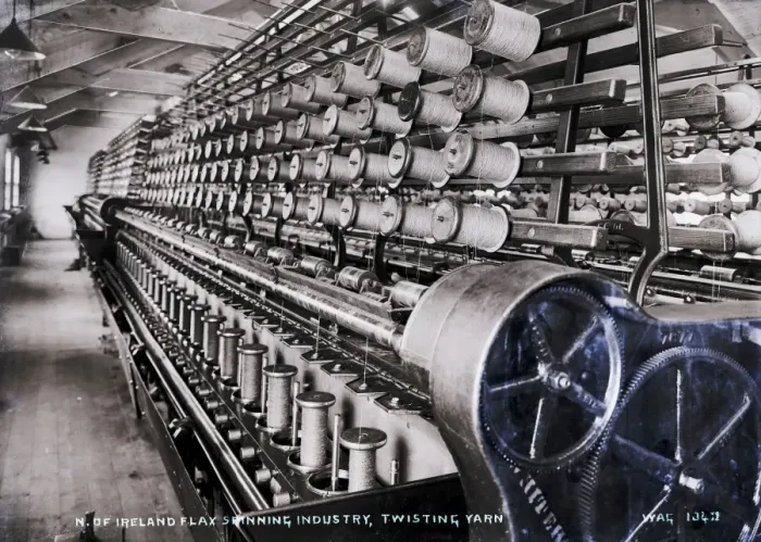 Framed Print : N. of Ireland Spinning Industry, Twisting Yarn Framed Print : N. of Ireland Spinning Industry, Twisting Yarn