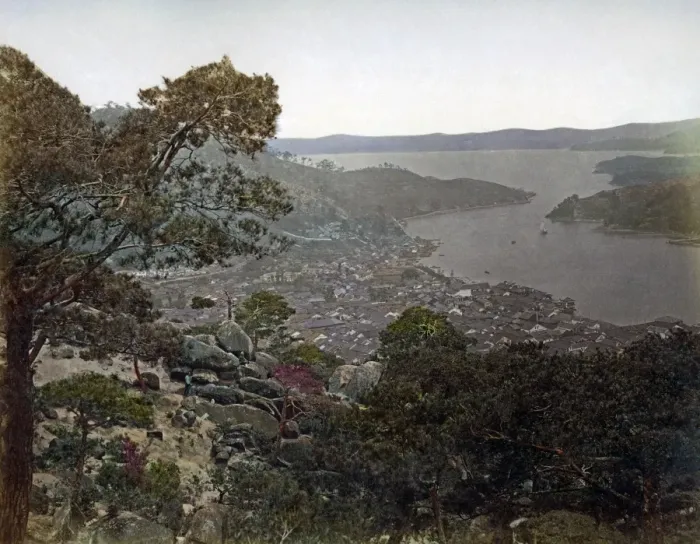 Framed Print : Nagasaki harbour, Japan, circa 1880s Framed Print : Nagasaki harbour, Japan, circa 1880s
