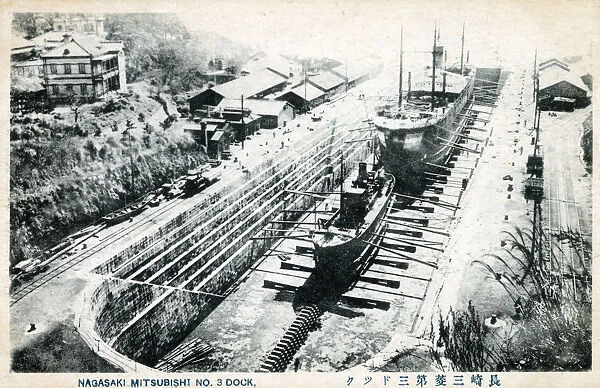 Nagasaki, japan - Mitsubishi No. 3 Dry Dock Date: circa 1910s