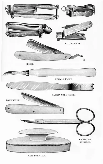 Framed Print : Nail trimmers, scissors, pen knives & buffing block Framed Print : Nail trimmers, scissors, pen knives & buffing block