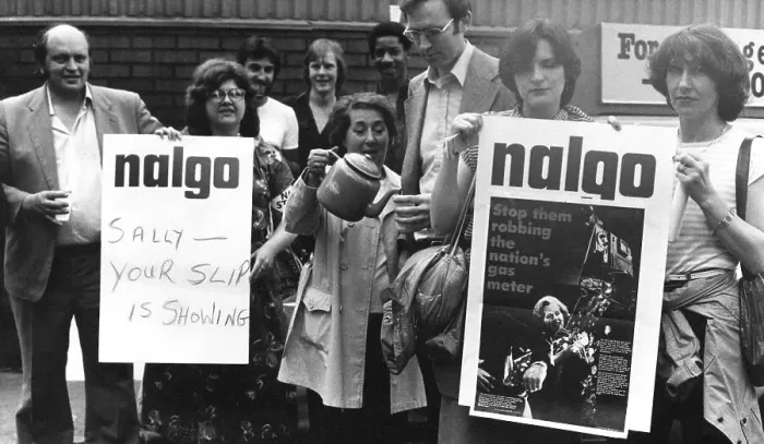 Framed Print : NALGO union members campaigning with placards Framed Print : NALGO union members campaigning with placards