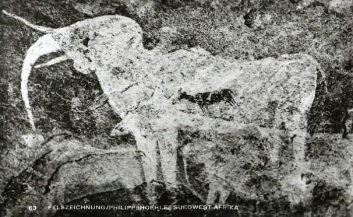 Framed Print : Namibia - Rock Painting by San Bushmen of an Elephant Framed Print : Namibia - Rock Painting by San Bushmen of an Elephant