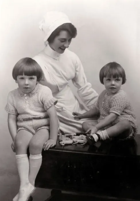 Framed Print : Nanny with Two Children Framed Print : Nanny with Two Children