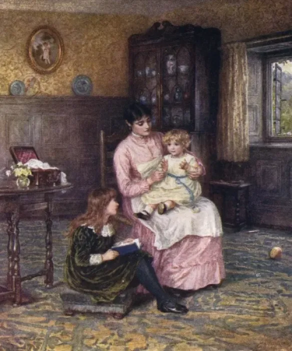Framed Print : Nanny with Children Framed Print : Nanny with Children