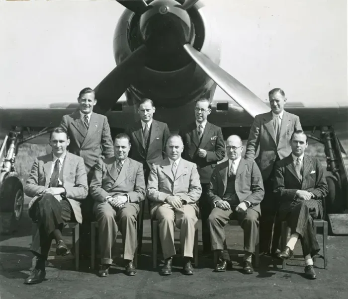 Framed Print : The Napier experimental team in front of Hawker Tempest? Framed Print : The Napier experimental team in front of Hawker Tempest?