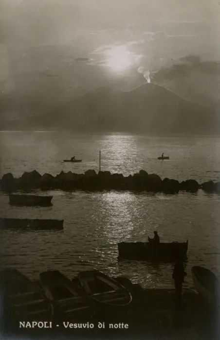 Framed Print : Naples, Italy - View toward Vesuvius in strong moonlight Framed Print : Naples, Italy - View toward Vesuvius in strong moonlight