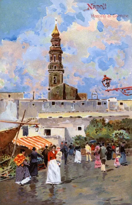 Framed Print : Naples, Market by the Basilica of Our Lady of Mount Carmel Framed Print : Naples, Market by the Basilica of Our Lady of Mount Carmel