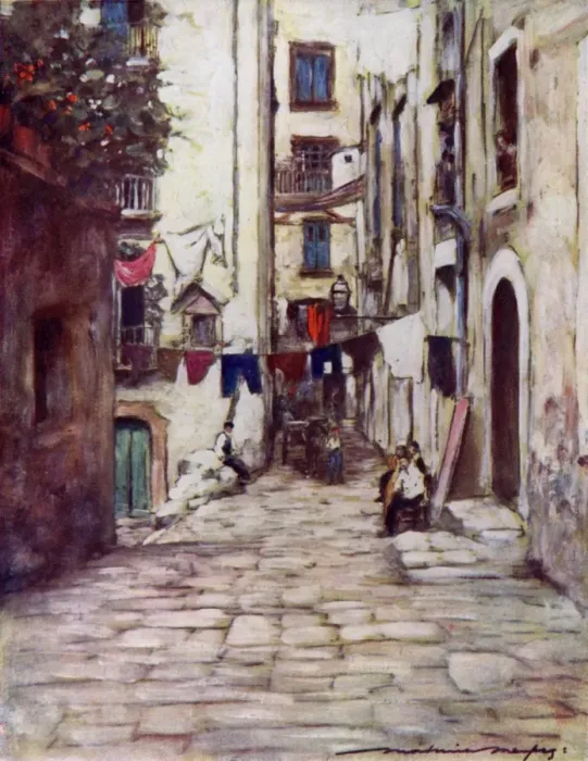 Framed Print : Naples / Side Street 20C Framed Print : Naples / Side Street 20C