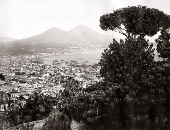 Framed Print : Naples and the volcano Mount Vesuvius, Italy c. 1880 s Framed Print : Naples and the volcano Mount Vesuvius, Italy c. 1880 s