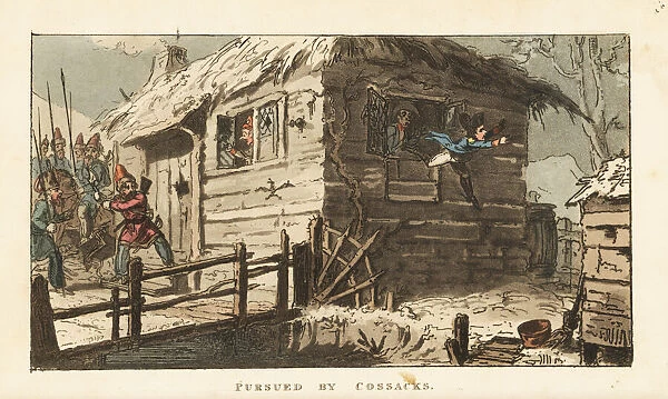 Napoleon Bonaparte pursued by Cossacks, 1813