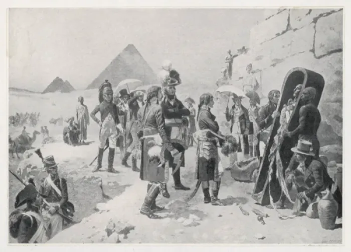 Framed Print : Napoleon contemplates an Egyptian mummy Framed Print : Napoleon contemplates an Egyptian mummy