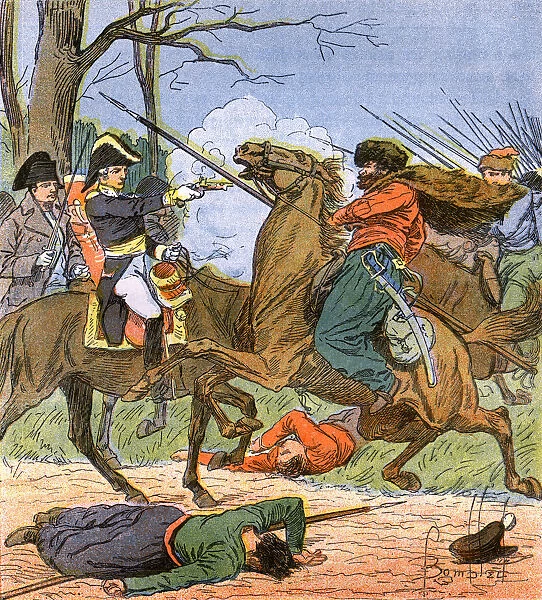 Napoleon and Cossacks at Battle of Brienne