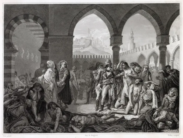 Framed Print : Napoleon, having taken Jaffa, visits the leper hospital Framed Print : Napoleon, having taken Jaffa, visits the leper hospital