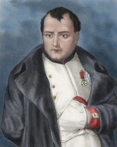 Napoleon I Bonaparte (1769-1821). Portrait. Engraving. Color