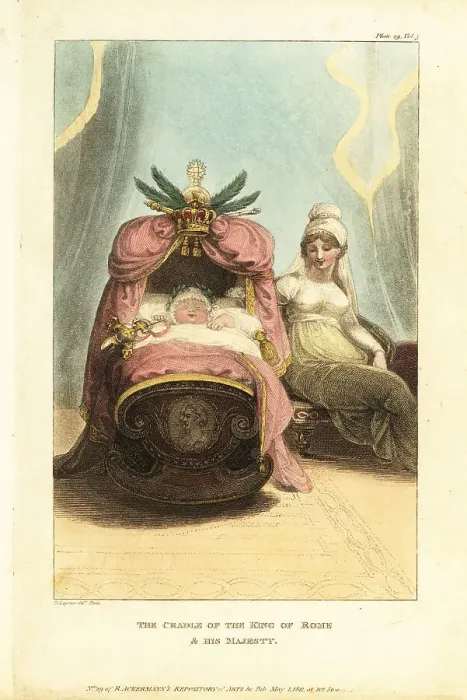 Framed Print : Napoleon II asleep in his cradle with his mother Marie Louise of Framed Print : Napoleon II asleep in his cradle with his mother Marie Louise of