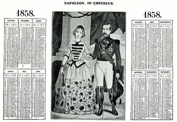 Napoleon III and Empress Eugenie, Calendar for 1858
