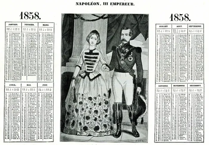 Framed Print : Napoleon III and Empress Eugenie, Calendar for 1858 Framed Print : Napoleon III and Empress Eugenie, Calendar for 1858