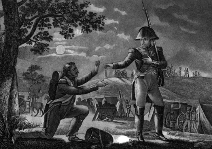 Framed Print : Napoleon showing generosity to a soldier Framed Print : Napoleon showing generosity to a soldier