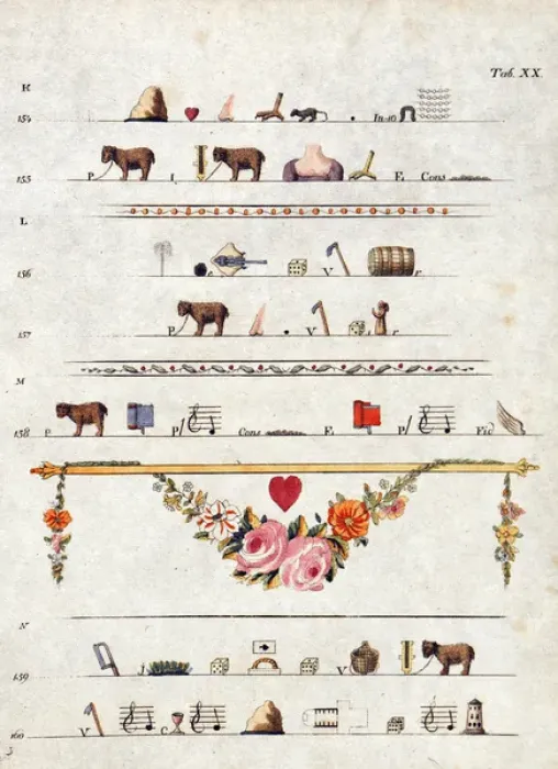 Framed Print : Napoleonic cut-out design Valentine heiroglyphs Framed Print : Napoleonic cut-out design Valentine heiroglyphs