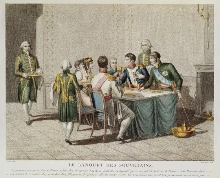 Framed Print : Napoleons Empire (1807). Tilsit, the banquet Framed Print : Napoleons Empire (1807). Tilsit, the banquet