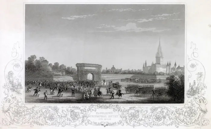 Framed Print : Napoleons triumphal entry into Milan. Date: 1797