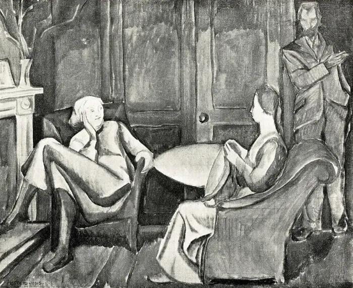Framed Print : Natasha. This artwork shows two women in conversation Framed Print : Natasha. This artwork shows two women in conversation