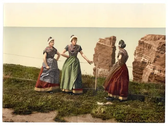Framed Print : National costume, Helgoland girls, Helgoland, Germany Framed Print : National costume, Helgoland girls, Helgoland, Germany