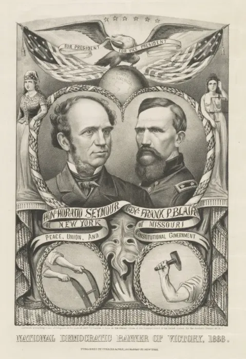 Framed Print : National Democratic banner of victory, 1868 Framed Print : National Democratic banner of victory, 1868
