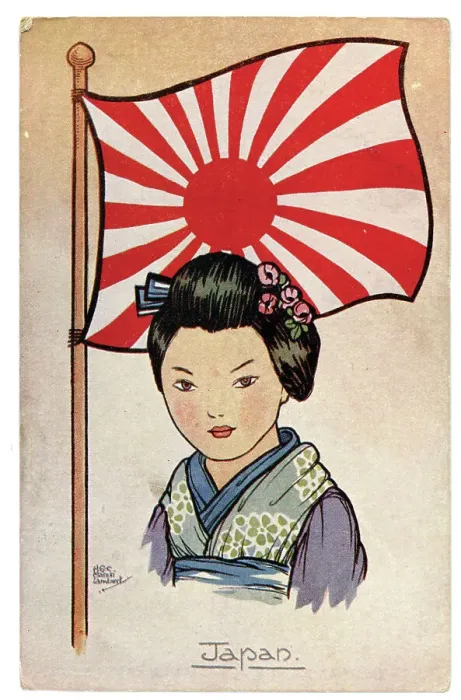 Framed Print : National flag and pretty lady depicting Japan Framed Print : National flag and pretty lady depicting Japan