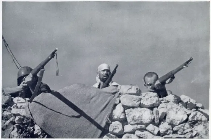 Framed Print : Some Nationalist irregular troops firing at a Republican position near Huesca, during the Spanish Civil War. Date: 1936 Framed Print : Some Nationalist irregular troops firing at a Republican position near Huesca, during the Spanish Civil War. Date: 1936