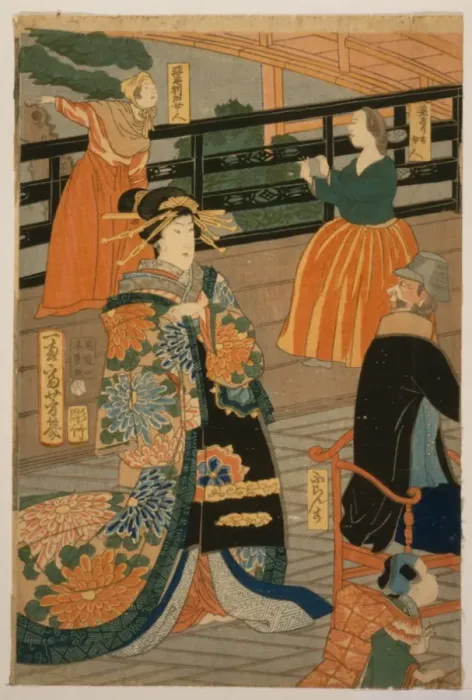 Framed Print : Five nations - merrymaking at the Gankiro tea house Framed Print : Five nations - merrymaking at the Gankiro tea house