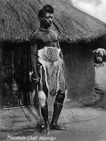 Native African Matabele chief warrior