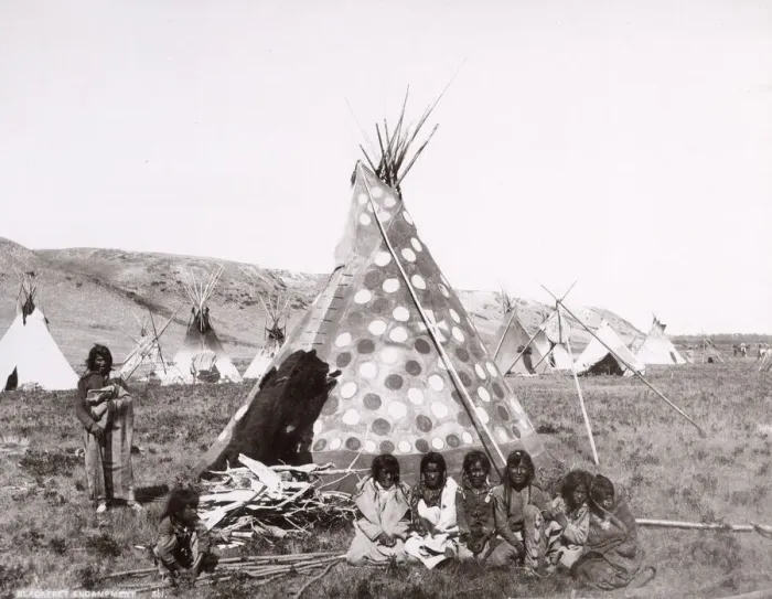 Framed Print : Native American Blackfoot encampment, Canada Framed Print : Native American Blackfoot encampment, Canada