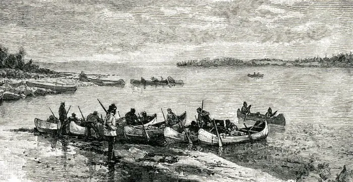 Framed Print : Native American canoe brigade Framed Print : Native American canoe brigade