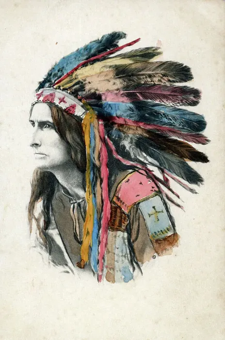 Framed Print : Native American First Nation Indian with elaborate headdress Framed Print : Native American First Nation Indian with elaborate headdress