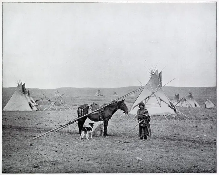 Framed Print : Native American Indian encampment, Calgary, Canada. Date: circa 1895 Framed Print : Native American Indian encampment, Calgary, Canada. Date: circa 1895