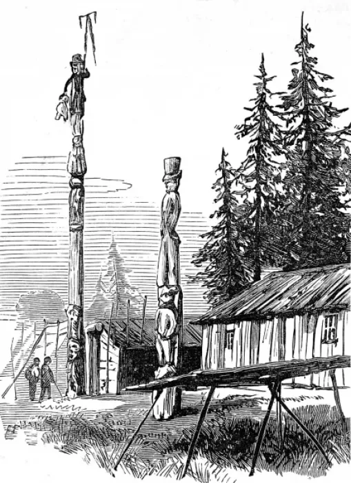 Framed Print : Native American Indian Totem Poles, British Columbia, 1882 Framed Print : Native American Indian Totem Poles, British Columbia, 1882