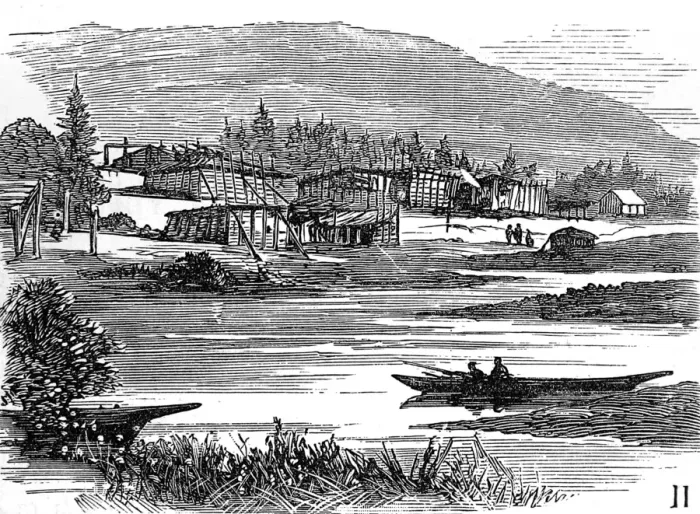 Framed Print : Native American Indian Village, British Columbia, 1882 Framed Print : Native American Indian Village, British Columbia, 1882