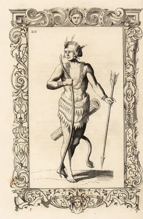 Framed Print : Native American prince of North Carolina in war dress or ceremon Framed Print : Native American prince of North Carolina in war dress or ceremon