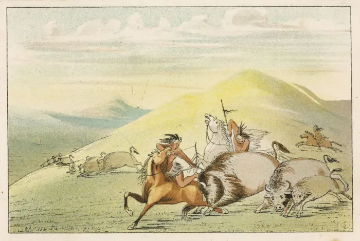 Framed Print : Native American Sioux Hunting Buffalo on Horseback Framed Print : Native American Sioux Hunting Buffalo on Horseback