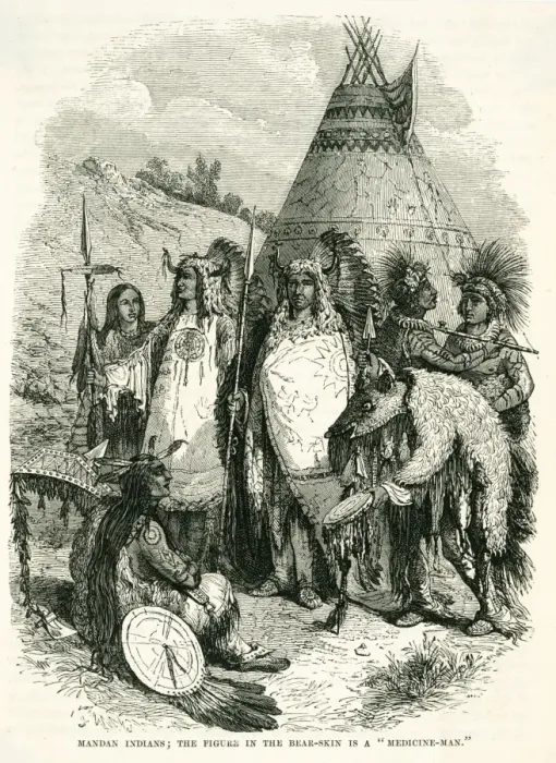 Framed Print : Native Americans, Mandan village and Rainmaker Framed Print : Native Americans, Mandan village and Rainmaker