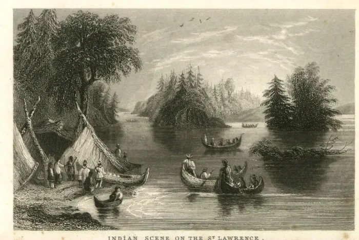 Framed Print : Native Americans on the St Lawrence River Framed Print : Native Americans on the St Lawrence River