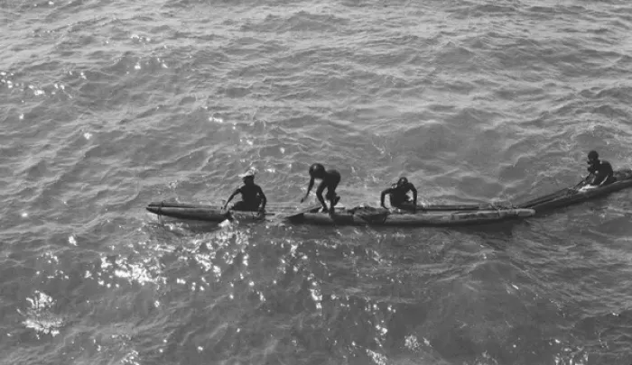 Framed Print : Native boatmen with canoes Framed Print : Native boatmen with canoes