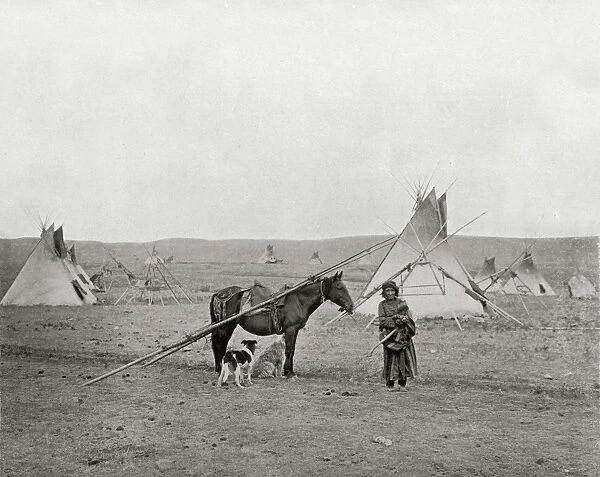Native Canadian with Wigwams or Tepees