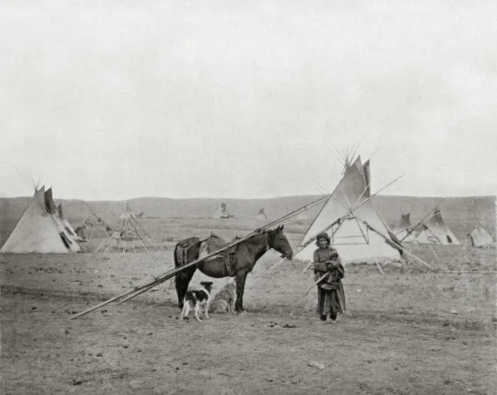 Framed Print : Native Canadian with Wigwams or Tepees Framed Print : Native Canadian with Wigwams or Tepees