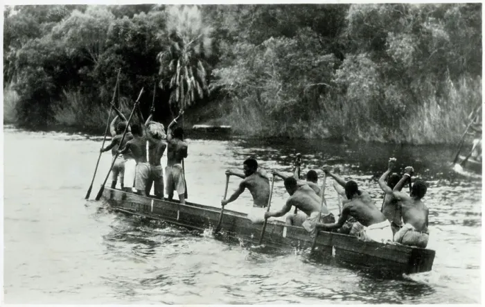 Framed Print : A native canoe on the Zambezi River Framed Print : A native canoe on the Zambezi River
