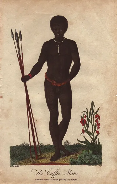 Framed Print : Native of South Africa holding three spears Framed Print : Native of South Africa holding three spears