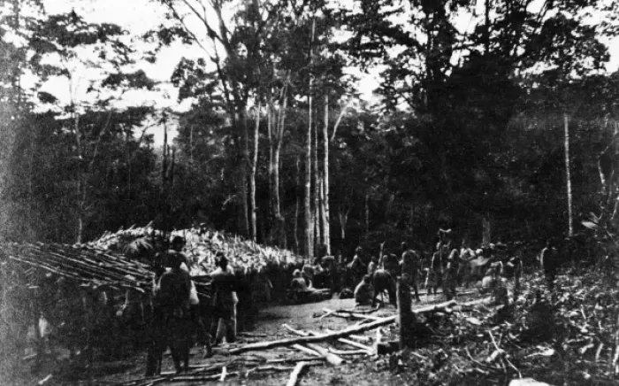 Framed Print : Native troops building shelters, Cameroon, Africa, WW1 Framed Print : Native troops building shelters, Cameroon, Africa, WW1