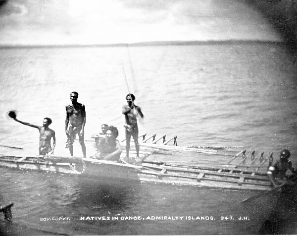 Natives in canoe, Humboldt Bay, Admiralty Islands