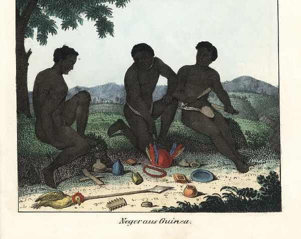 Natives of Guinea, Africa, in loincloths